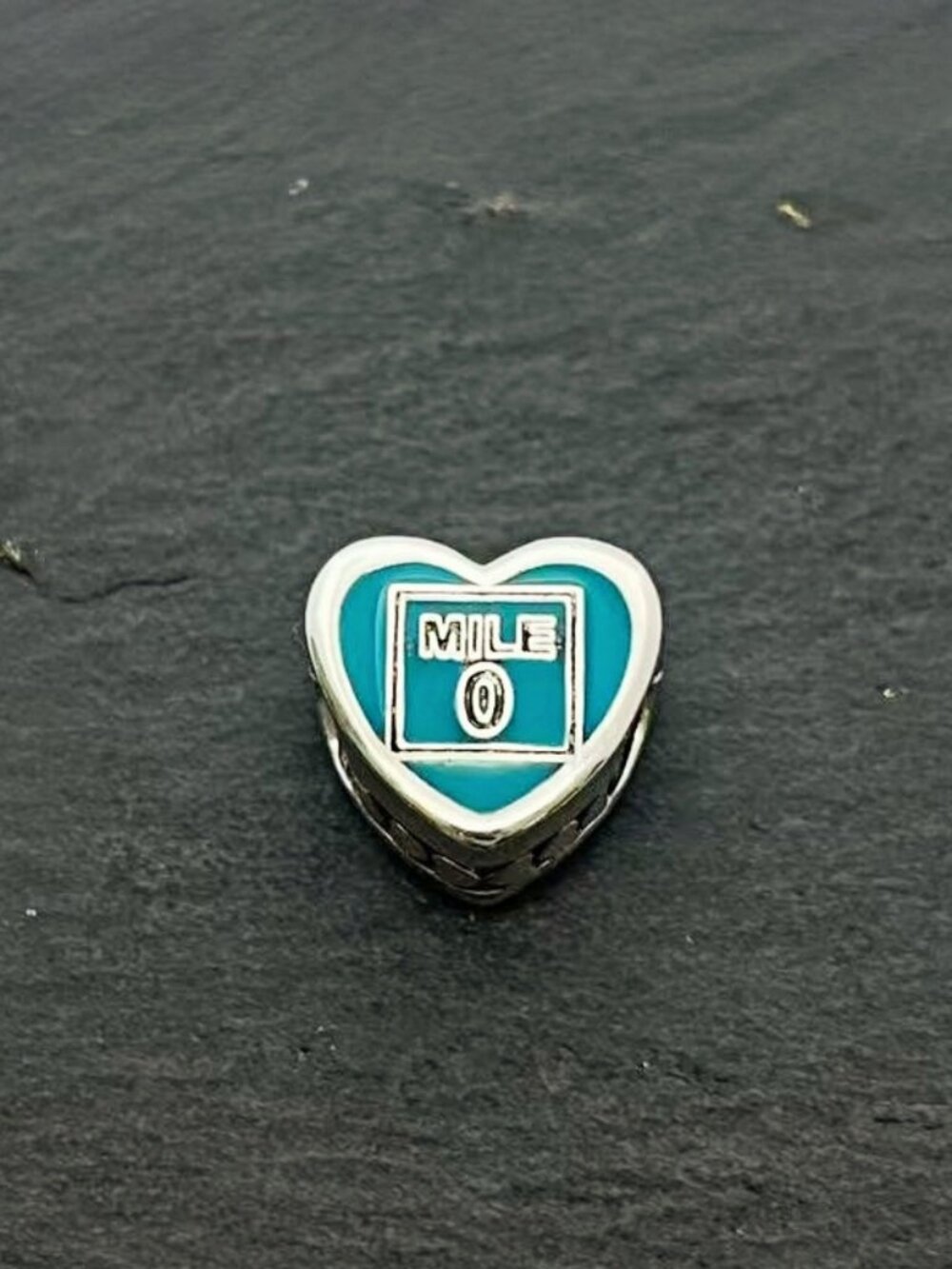 Pandora Green Mile Marker 0 Key West Heart Charm Sterling Silver Jewelry